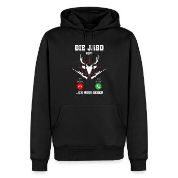 Die Jagd Ruft An Jäger - Männer Premium Bio Hoodie - Schwarz - Vorne - Nico (187cm)