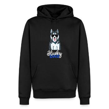 Husky Papa Siberian Husky Dad - Männer Premium Bio Hoodie - Schwarz - Vorne - Nico (187cm)