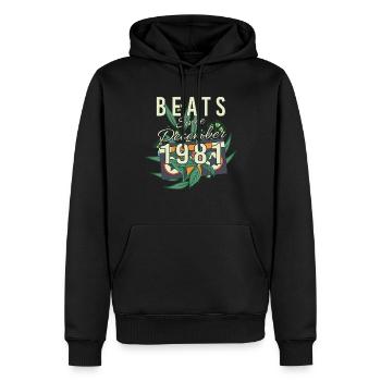 Geschenkidee Retro 1981 Im Dezember - Männer Premium Bio Hoodie - Schwarz - Vorne - Nico (187cm)