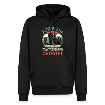 Witzige Landwirtschat, Bauer & Traktor Motive - Männer Premium Bio Hoodie - Schwarz - Vorne - Nico (187cm)