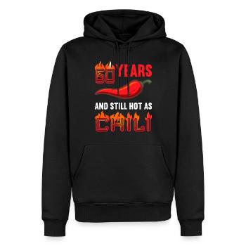 60 ans chaud comme chili 60e anniversaire - Sweat à capuche Premium bio Homme - noir - Devant - Nico (187cm)
