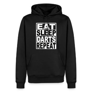 Mangez des fléchettes de sommeil Répétez - Sweat à capuche Premium bio Homme - noir - Devant - Nico (187cm)