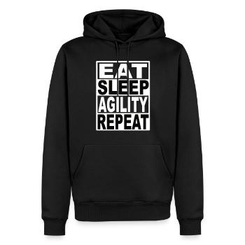 Manger Dormir Agilité Répéter - Sweat à capuche Premium bio Homme - noir - Devant - Nico (187cm)