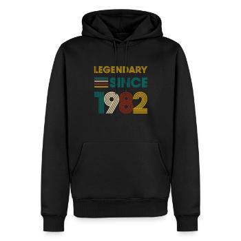 Vintage Légendaire depuis 1982 anniversaire - Sweat à capuche Premium bio Homme - noir - Devant - Nico (187cm)