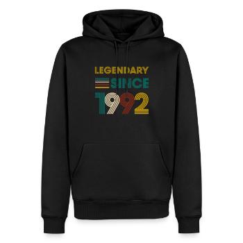 Vintage Légendaire depuis 1992 anniversaire - Sweat à capuche Premium bio Homme - noir - Devant - Nico (187cm)