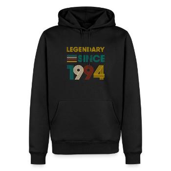 Vintage Légendaire depuis 1994 anniversaire - Sweat à capuche Premium bio Homme - noir - Devant - Nico (187cm)