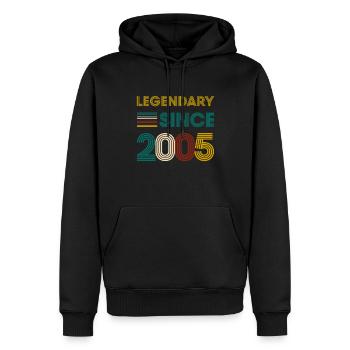Vintage Légendaire depuis 2005 anniversaire - Sweat à capuche Premium bio Homme - noir - Devant - Nico (187cm)