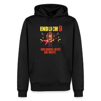 Endlich 9 Rockmusik Jungen Mädchen 9. Geburtstag - Männer Premium Bio Hoodie - Schwarz - Vorne - Nico (187cm)