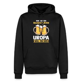 Uropa Bier - Männer Premium Bio Hoodie - Schwarz - Vorne - Nico (187cm)