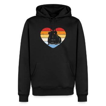 Cochons d’Inde millésimés - Sweat à capuche Premium bio Homme - noir - Devant - Nico (187cm)