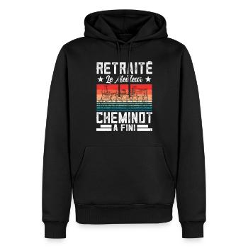 Retraitée Cheminot Conducteur De Train Cheminot - Sweat à capuche Premium bio Homme - noir - Devant - Nico (187cm)