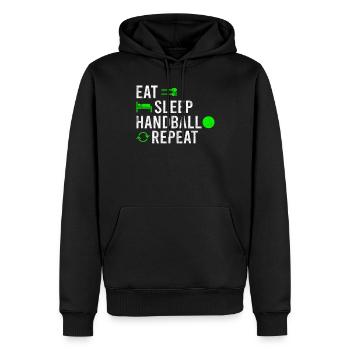 Eat Sleep Handball Repeat - Männer Premium Bio Hoodie - Schwarz - Vorne - Nico (187cm)