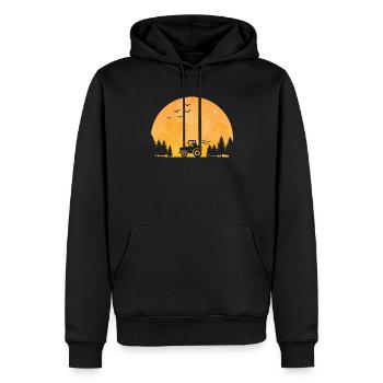 Traktorfahrer Traktor Trecker Landwirt Bauer Mond - Männer Premium Bio Hoodie - Schwarz - Vorne - Nico (187cm)
