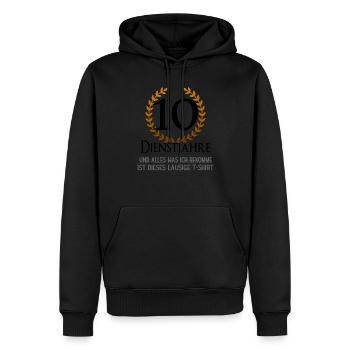 Mitarbeiter 10 Jähriges Firmenfeier Firmenjubiläum - Männer Premium Bio Hoodie - Schwarz - Vorne - Nico (187cm)