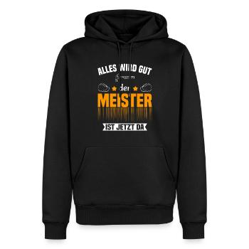 Tout ira bien le maître est maintenant là artisan - Sweat à capuche Premium bio Homme - noir - Devant - Nico (187cm)