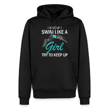 Je nage comme une fille essaie de continuer à nager Daughte - Sweat à capuche Premium bio Homme - noir - Devant - Nico (187cm)
