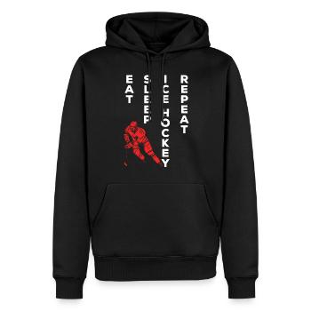 Eishockey Eat Sleep Ice Hockey Repeat I Ice Hockey - Männer Premium Bio Hoodie - Schwarz - Vorne - Nico (187cm)