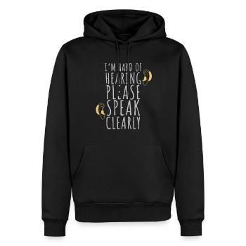 Parlez plus fort Malentendant, Sourd et Malentendant - Sweat à capuche Premium bio Homme - noir - Devant - Nico (187cm)