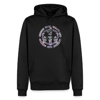 Vielfalt Gleichheit Liebe Frieden Menschenrechte - Männer Premium Bio Hoodie - Schwarz - Vorne - Nico (187cm)