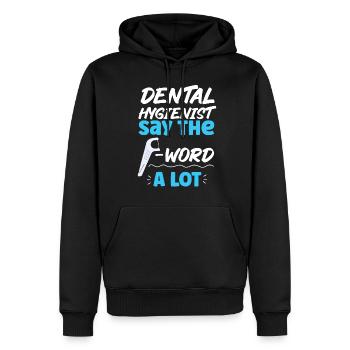 Hygiéniste dentaire Fil dentaire Dentaire - Sweat à capuche Premium bio Homme - noir - Devant - Nico (187cm)