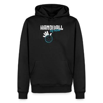 Drôle de définition du handball - Sweat à capuche Premium bio Homme - noir - Devant - Nico (187cm)
