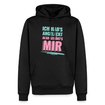 Ich habs angeleckt also ists meins - Männer Premium Bio Hoodie - Schwarz - Vorne - Nico (187cm)