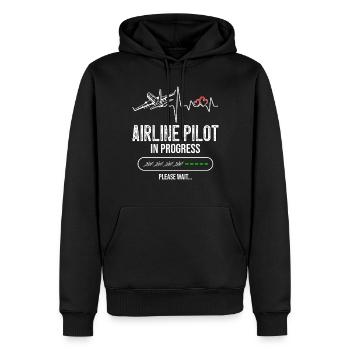 Airline Pilot In Progress Heartbeat Future Pilot - Männer Premium Bio Hoodie - Schwarz - Vorne - Nico (187cm)