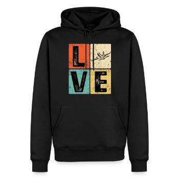 Vintage Love Airplane pour pilote de ligne d’avion - Sweat à capuche Premium bio Homme - noir - Devant - Nico (187cm)