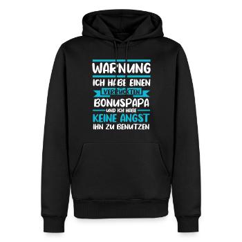 Verrückte Bonuspapa - Männer Premium Bio Hoodie - Schwarz - Vorne - Nico (187cm)