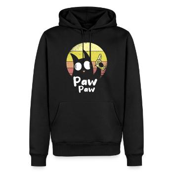 Paw Paw Cat Vintage Sunset Cartoon Chaton - Sweat à capuche Premium bio Homme - noir - Devant - Nico (187cm)