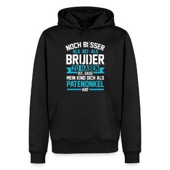 Bruder Patenonkel - Männer Premium Bio Hoodie - Schwarz - Vorne - Nico (187cm)