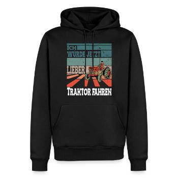 Lieber Traktor fahren - Männer Premium Bio Hoodie - Schwarz - Vorne - Nico (187cm)