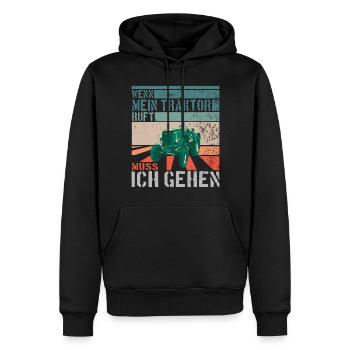 Traktorfan Traktor fahren - Männer Premium Bio Hoodie - Schwarz - Vorne - Nico (187cm)