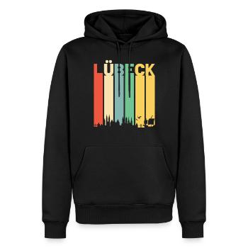Lübeck - Männer Premium Bio Hoodie - Schwarz - Vorne - Nico (187cm)