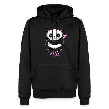 K-Pop Music Panda avec le symbole du cœur du doigt - Sweat à capuche Premium bio Homme - noir - Devant - Nico (187cm)