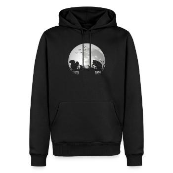 Schach Schachspieler Katze Eichhörnchen Mond - Männer Premium Bio Hoodie - Schwarz - Vorne - Nico (187cm)