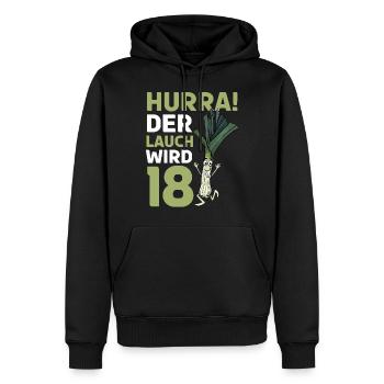 Hurra der Lauch wird 18 - Männer Premium Bio Hoodie - Schwarz - Vorne - Nico (187cm)