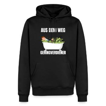 Aus dem Weg Geringverdiener - Männer Premium Bio Hoodie - Schwarz - Vorne - Nico (187cm)