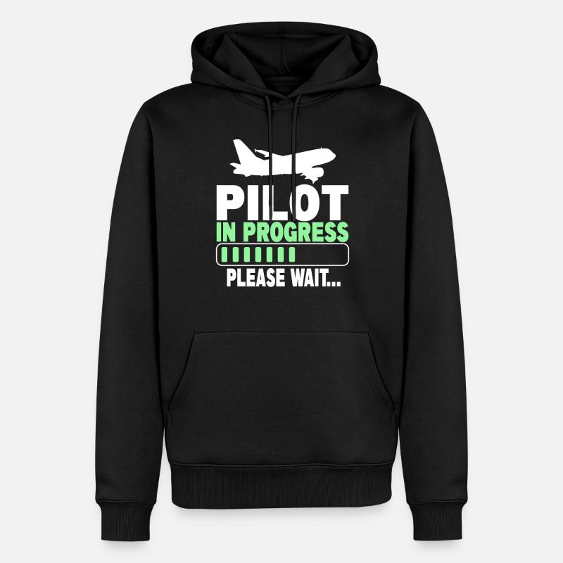 Pilot In Progress Please Wait - Männer Premium Bio Hoodie - Schwarz