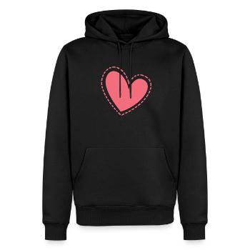 Pinkes Herz Geschenkidee - Männer Premium Bio Hoodie - Schwarz - Vorne - Nico (187cm)