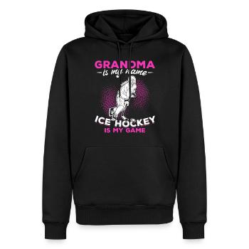 Eishockey Grandma is my Name Ice Hockey Is My Game - Männer Premium Bio Hoodie - Schwarz - Vorne - Nico (187cm)