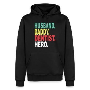 Husband Papa Dentist Hero - Men’s Premium Organic Hoodie - black - Front - Nico (187cm)