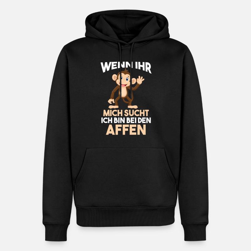 Ich bin bei den Affen - Männer Premium Bio Hoodie - Schwarz