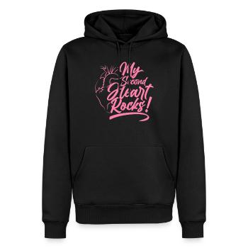 Mein Zweites Herz Rockt Operation Transplantation - Männer Premium Bio Hoodie - Schwarz - Vorne - Nico (187cm)