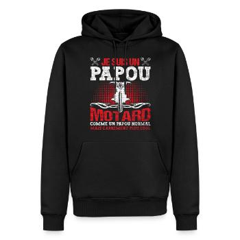 Drôle Papou Motard Grand Père Moto Papy - Sweat à capuche Premium bio Homme - noir - Devant - Nico (187cm)