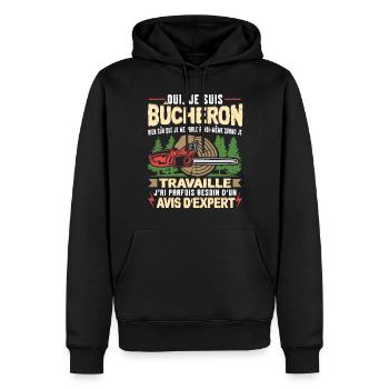 Bûcheron Bucheron Homme Bucheronnage - Sweat à capuche Premium bio Homme - noir - Devant - Nico (187cm)