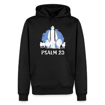 Psaume 23 Bible Dieu Jésus-Christ Foi - Sweat à capuche Premium bio Homme - noir - Devant - Nico (187cm)
