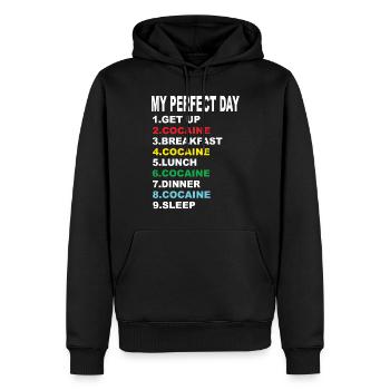 Ma journée parfaite Cocaïne - Sweat à capuche Premium bio Homme - noir - Devant - Nico (187cm)