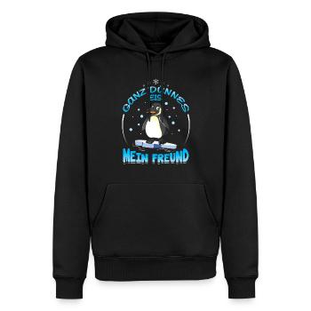 Dünnes Eis mein Freund Pinguin - Männer Premium Bio Hoodie - Schwarz - Vorne - Nico (187cm)
