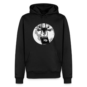 Drohne Mond Pizza - Männer Premium Bio Hoodie - Schwarz - Vorne - Nico (187cm)